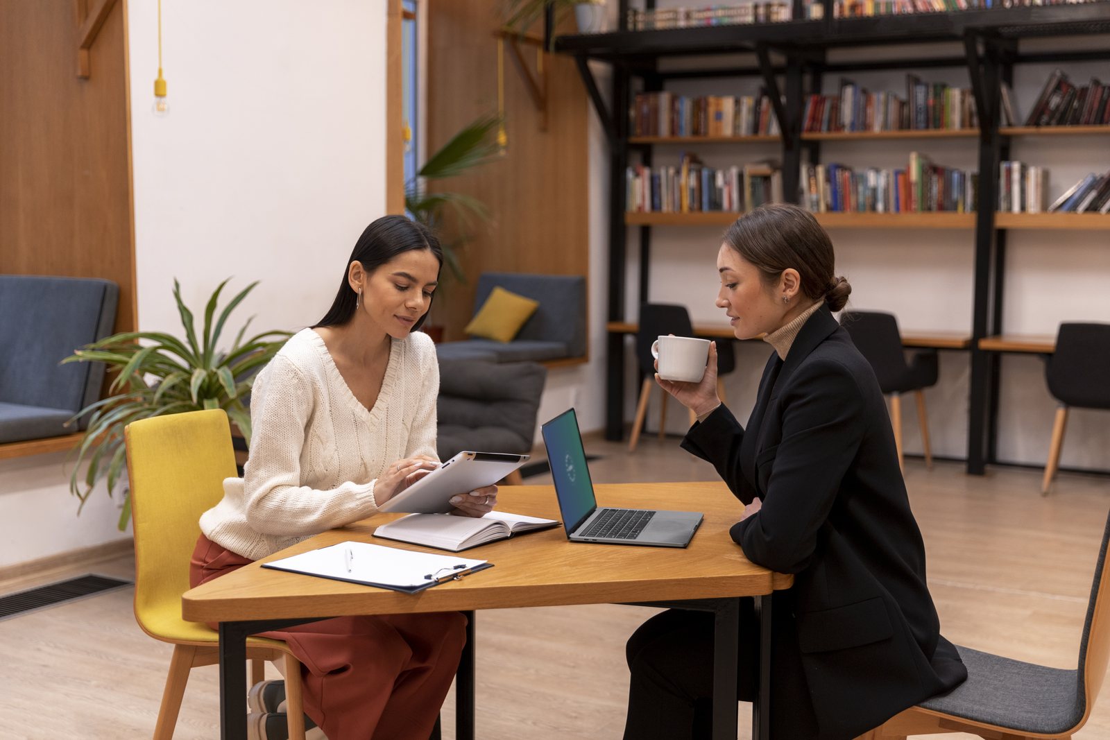 A mentor and a young professional working through a plan together